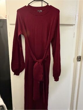 Fashion Nova Burgundy Long Sleeve Tunic sweater